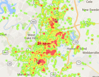 Google Maps heatmap: Dogs